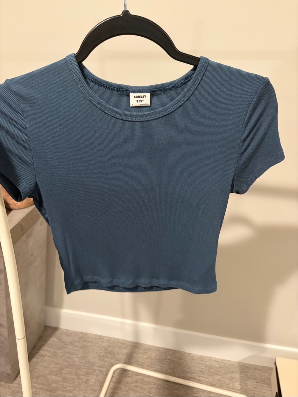Sunday Best Women's Teal Ribbed Crop Tee